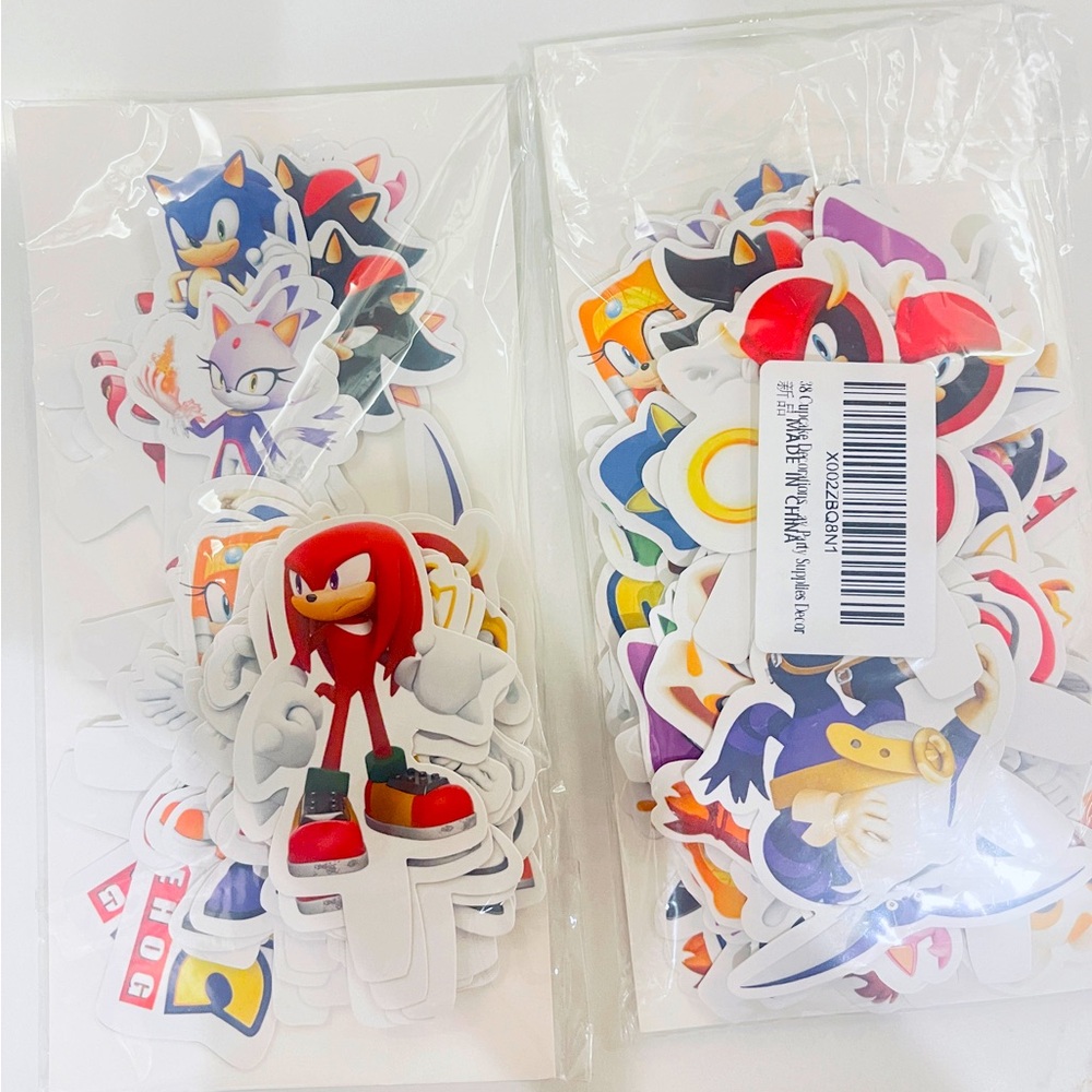 Sonic The Hedgehog Movie 2 pks of 38 individual cupcake character decorations